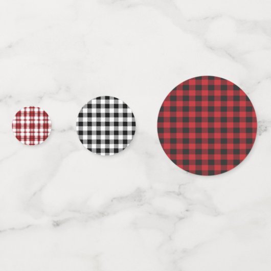 Rustic Buffalo Plaid Rood Zwart Wit Minimal Confetti (Achterkanten)