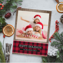 Rustic Buffalo Play Burlap Holiday Foto Briefkaart