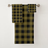 Rustic Buffalo Pset | Groene en zwarte controles | Bad Handdoek (Insitu)