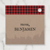 Rustic Buffalo Pset Lumberjack Birthday Dank je Bedankjes Labels (Achterkant)