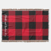 Rustic Buffalo Pset Red Black Monogram Namen Deken (Voorkant)