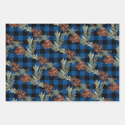 Rustic Buffalo Pset Winter Spruce Cones & Berries Inpakpapier Vel (Voorkant 2)