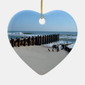 Rustic Bulkhead op Beach Keramisch Ornament (Achterkant)