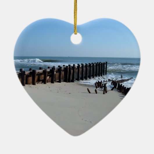 Rustic Bulkhead op Beach Keramisch Ornament (Achterkant)