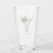 Rustic Bull Skull en Rozen achternaam Glas (Achterkant)