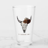 Rustic Bull Skull en Rozen achternaam Glas (Voorkant)