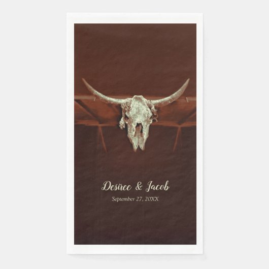 Rustic Bull Skull Wedding Brown Land Western Servet (Voorkant)