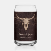 Rustic Bull Skull Wedding Country Westerne textuur Blikvorm Glas (Achterkant)