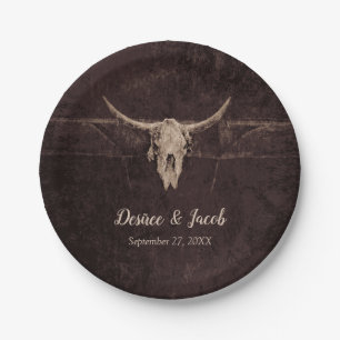 Rustic Bull Skull Wedding Country Westerne textuur Papieren Bordje