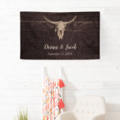 Rustic Bull Skull Wedding Country Westerne textuur Spandoek (Insitu)