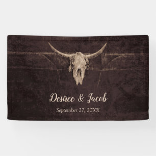 Rustic Bull Skull Wedding Country Westerne textuur Spandoek