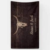 Rustic Bull Skull Wedding Country Westerne textuur Spandoek (Verticaal)