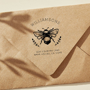 Rustic Bumblebee   Familienaam Retouradres Rubberstempel