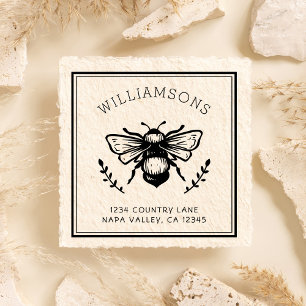 Rustic Bumblebee Familienaam Retouradres Zelfinktende Stempel