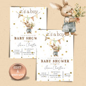 Rustic Bunny Baby Boy Invitation Kaart