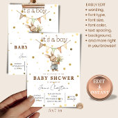 Rustic Bunny Baby Boy Invitation Kaart