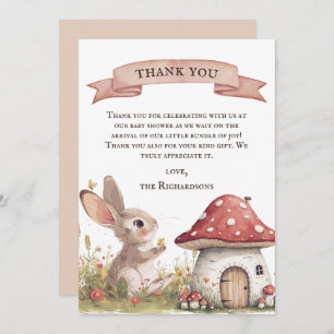 Rustic Bunny Baby shower Bedankt Card