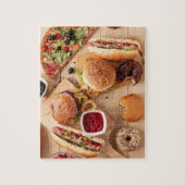 Rustic Burger Hot dog Pizza Franse grot Donut Legpuzzel (Verticaal)