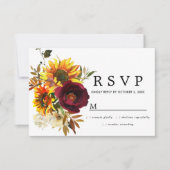 Rustic Burgund Red Floral Wedding RSVP Kaart (Voorkant)