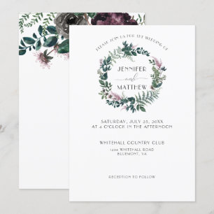 Rustic Burgundy and Forest Green Floral Wreath Kaart