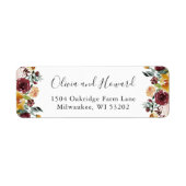 Rustic Burgundy Bloom Autumn Chic Floral Etiket (Voorkant)