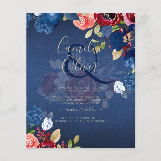 Rustic Burgundy Blue Floral Wedding (Voorkant)