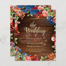 Rustic Burgundy Blue Floral Wedding