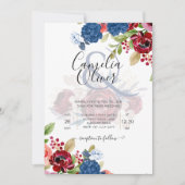 Rustic Burgundy Blue Floral Wedding Kaart (Voorkant)