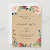 Rustic Burgundy Blush Floral Afstuderen Deel Kaart (Voorkant)