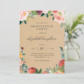 Rustic Burgundy Blush Floral Afstuderen Deel Kaart (Staand voorkant)