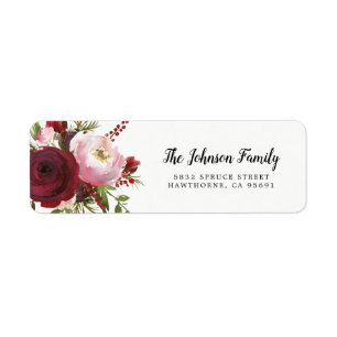 Rustic Burgundy Blush Floral Wedding Etiket