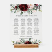 Rustic Burgundy Blush Floral Wedding Seating Chart (Recto)