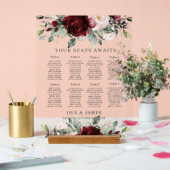 Rustic Burgundy Blush Floral Wedding Seating Chart (Mariage)