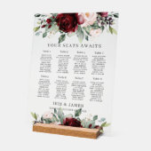 Rustic Burgundy Blush Floral Wedding Seating Chart (Angle)