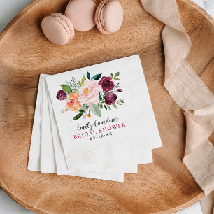 Rustic Burgundy Blush Herfst Floral Vrijgezellenfe Servet