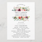 Rustic Burgundy Blush Herfst Floral Wedding Ceremo Programma (Voorkant)