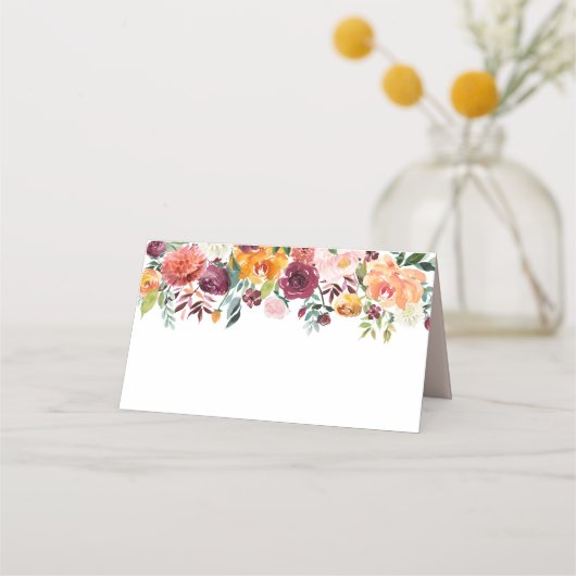 Rustic Burgundy Blush Herfst Floral Wedding Monogr (Voorkant)