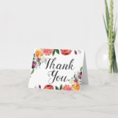 Rustic Burgundy Blush Herfst Floral Wedding Script Bedankkaart (Voorkant)