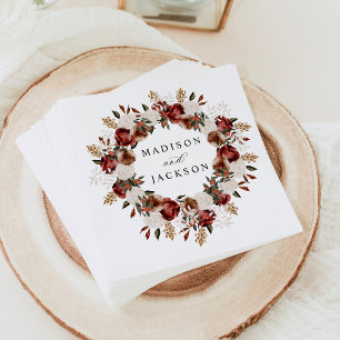 Rustic Burgundy en Ivoor Kleuren Rozen Bruiloft Servet