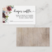 Rustic Burgundy Floral Diaper Raffle Ticket Insert Informatiekaartje (Voorkant / Achterkant)