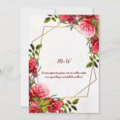 Rustic Burgundy Floral Gold Wreath Wedding Kaart (Achterkant)