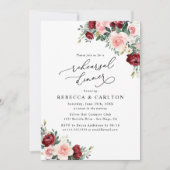 Rustic Burgundy Floral repesal Dinner Invitation Kaart (Voorkant)