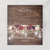 Rustic Burgundy Floral String Lights Wedding (Buitenkant ongevouwen)