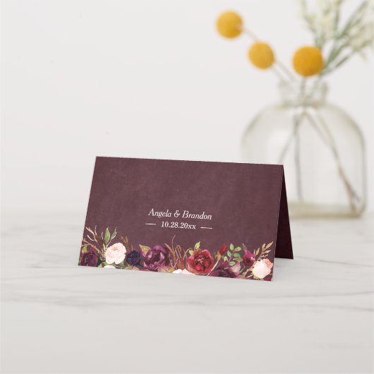 Rustic Burgundy Floral String Lights Wedding (Achterkant)