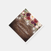 Rustic Burgundy Floral String Lights Wedding Servet (Hoek)