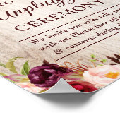 Rustic Burgundy Floral Unplugged Wedding Ceremony Poster (Hoek)