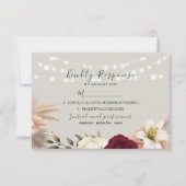 Rustic Burgundy Floral Wedding RSVP Kaartje (Voorkant)