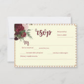 Rustic Burgundy Floral Wedding RSVP Response Card (Devant)