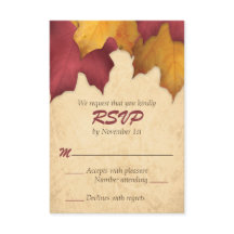 Rustic Burgundy Gold Autumn RSVP-kaarten