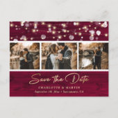 Rustic Burgundy Gold Wedding Photo Save the Date Aankondigingskaart (Voorkant)